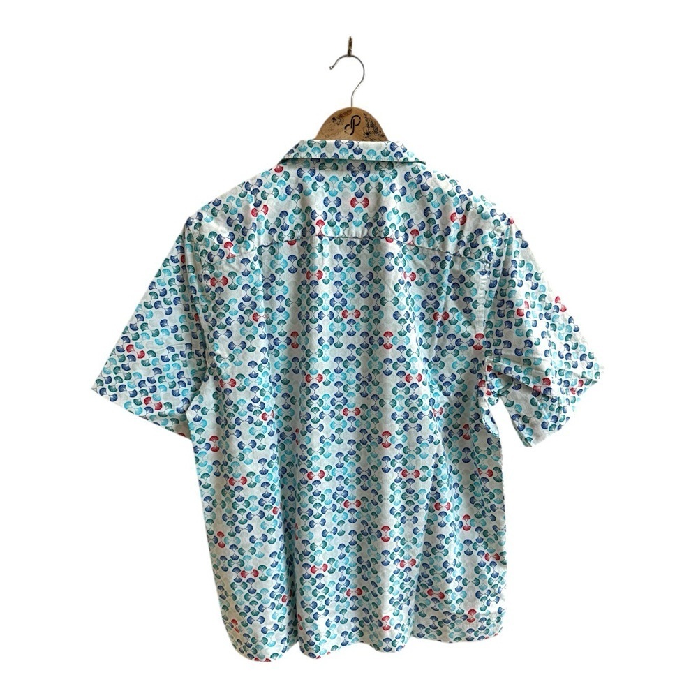 Original Penguin Short Sleeve Collared Button Up Art Deco Geo Print Mens Size M - Picture 2 of 11